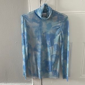 Ganni Mesh Rollneck Top